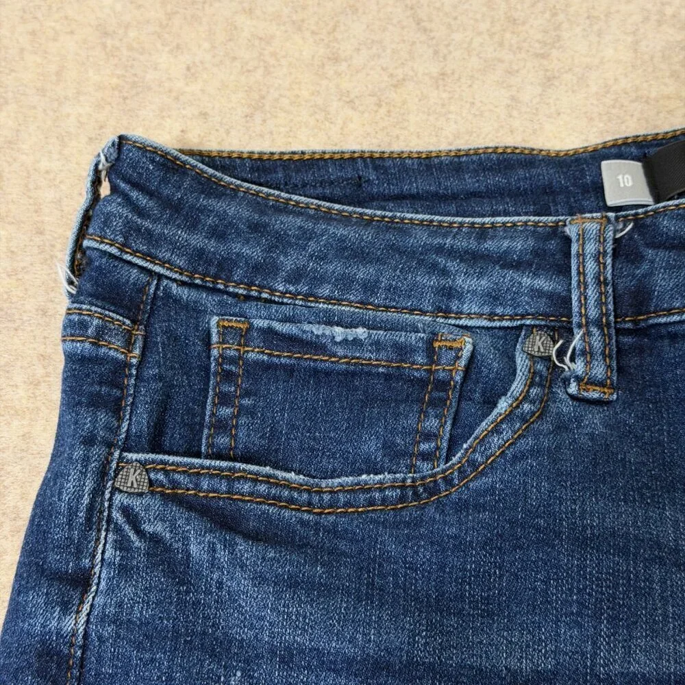 KUT From The Kloth Denim Shorts Size 10 Distressed Cuffed Stretch - Picture 3 of 15